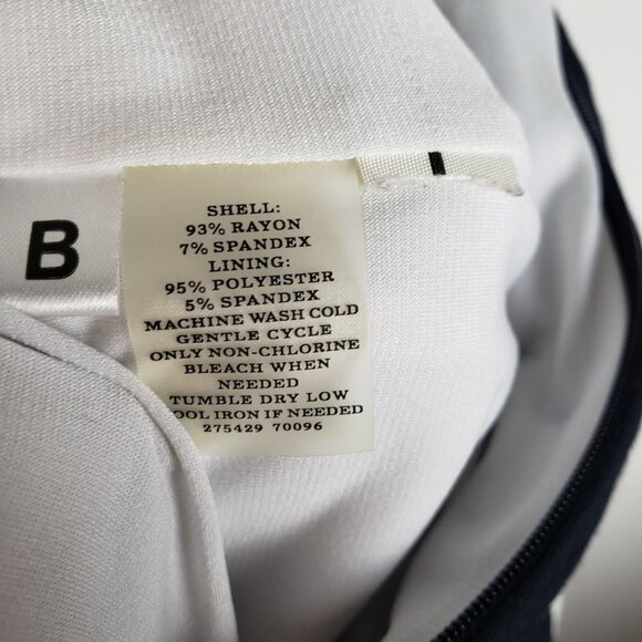 Ann Taylor Dress Slimming Colorblock Shaping Navy White Jersey Sheath Size 8 - Picture 6 of 6